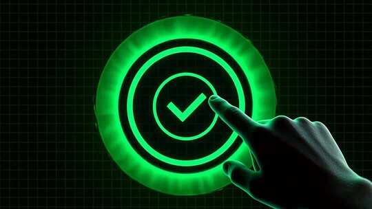 手指点击绿色虚拟按钮