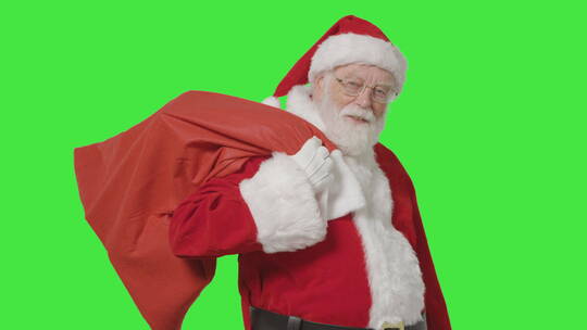 圣诞老人手持袋子的肖像照片视频素材模板下载