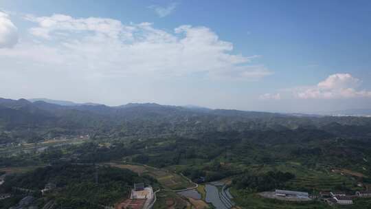 祖国大好河山青山绿水河流航拍