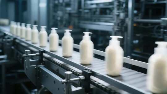 工厂流水线生产瓶装产品