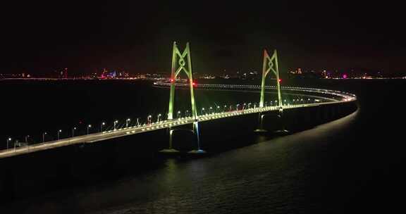 航拍港珠澳大桥夜景