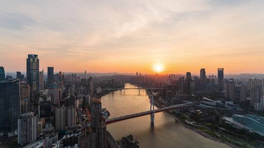 重庆渝中区江北区日落延时