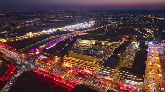 天津杨柳青古镇夜景航拍