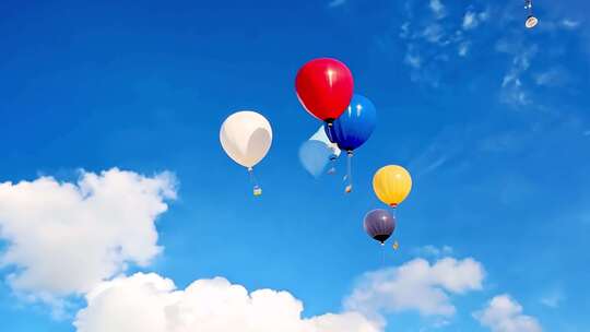 蓝天白云气球 儿童放飞气球 快乐的节日
