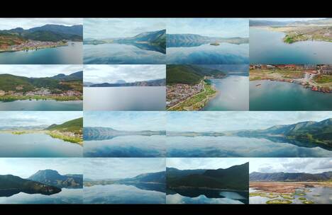 泸沽湖航拍合集高清在线视频素材下载