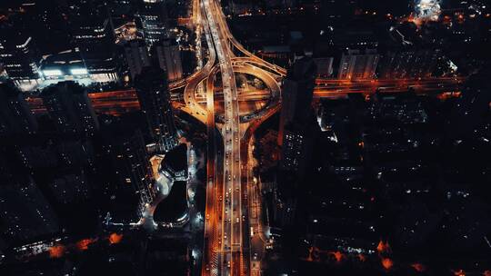 上海鲁班路高架夜景航拍