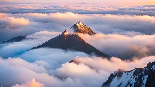 雪山云海壮丽景观