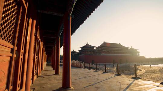 北京故宫走廊中的午门视频素材模板下载