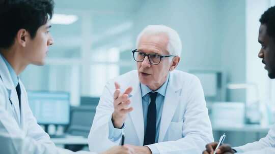 医生在办公室交流探讨画面
