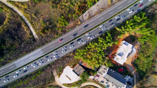 4k俯拍高速公路堵车