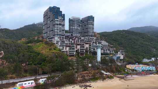 海边山景住宅群鸟瞰、半岛逸景花园