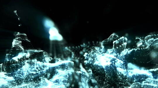 蓝色粒子动态波纹演变大屏背景舞蹈科幻素材