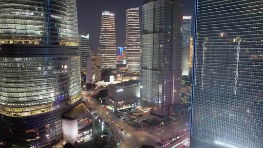 上海陆家嘴夜景璀璨灯光秀全景