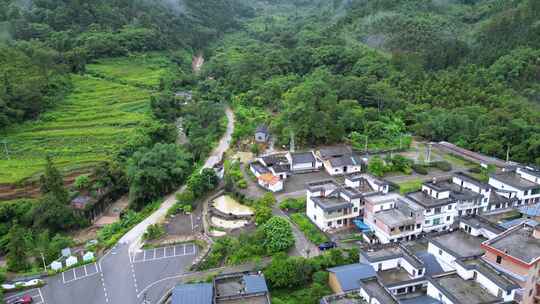 航拍阳山秤架干坑古树村自然风光