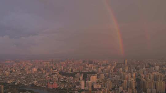 海南海口 世纪大桥日落晚霞夕阳彩虹4k航拍