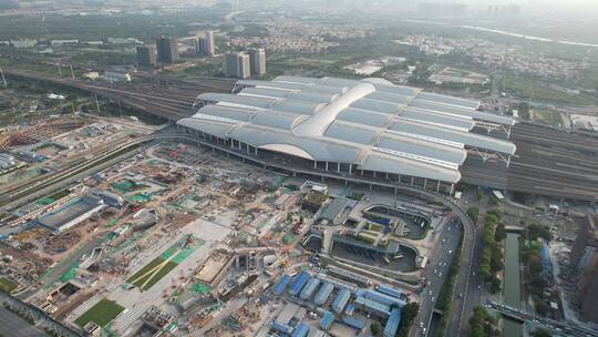 航拍广州南站城市建筑视频素材模板下载