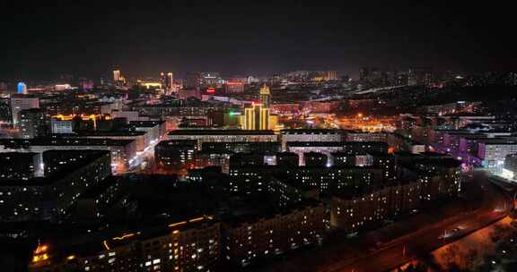 鸡西市夜景航拍