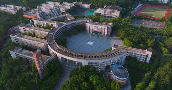 广东中学校园航拍广州市第二中学科学城校区