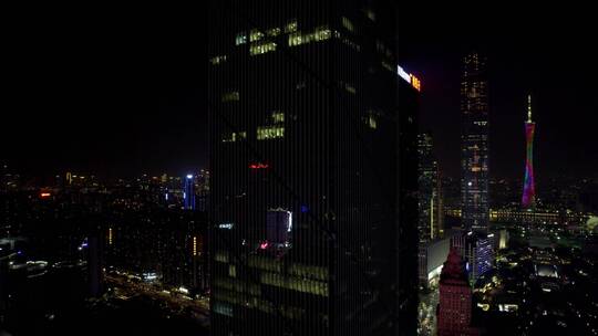 2022广州珠江新城花城广场中信广场夜景视频素材模板下载