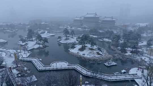 隋唐洛阳城九洲池雪景