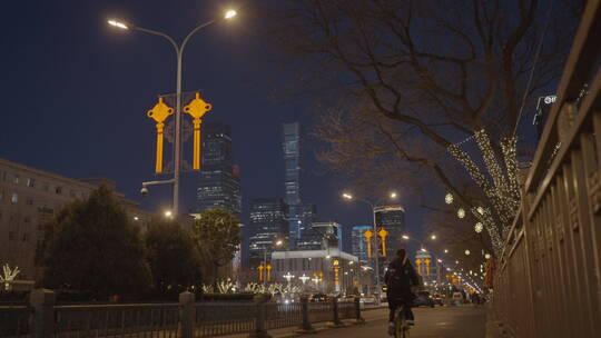 城市春节氛围 除夕街头 新年街景