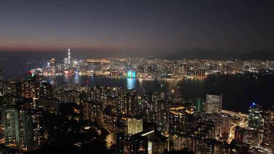 繁华香港夜景航拍