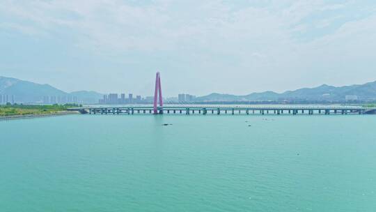 航拍漳州港双鱼岛海岸线美景