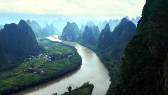 桂林山水风景河流景色秀美视频素材模板下载