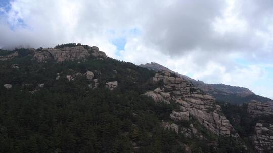 4k  航拍青岛崂山巨峰海上名山