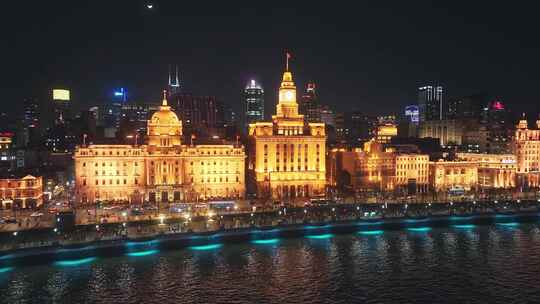 上海 外滩夜景 历史建筑视频素材模板下载