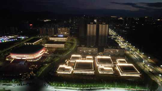 广西玉林博白新体育馆 学青会夜景航拍