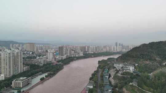 甘肃兰州黄河风光兰州大景航拍