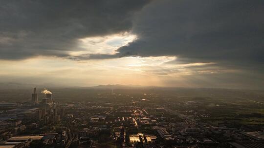 城市全景日落光影延时