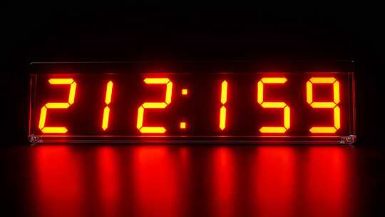 红色液晶数字时钟显示画面
