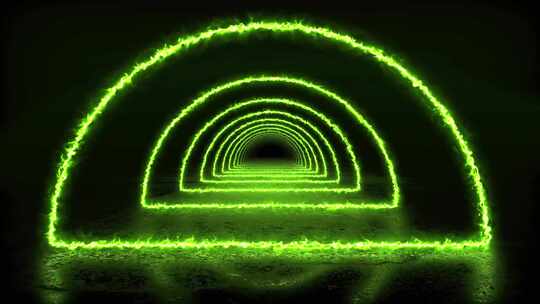 环状绿色霓虹灯电影隧道