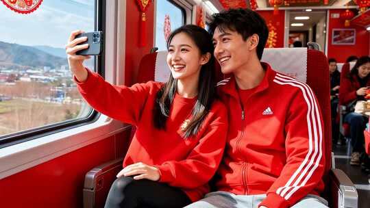 新年情侣温馨浪漫家庭家人春节人物