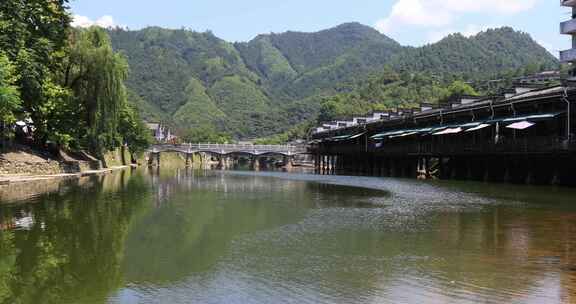 美丽的江西瑶里古镇河道古建筑