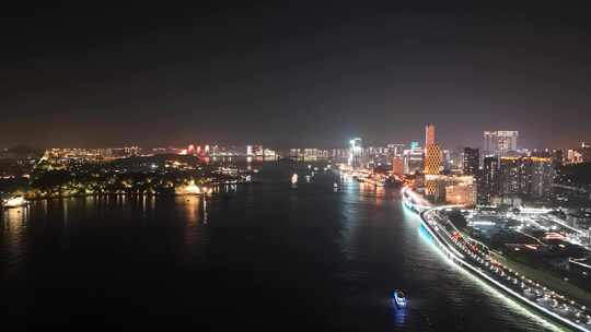 航拍福建厦门城市夜景