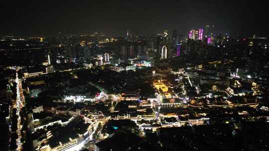 江苏南京城市夜景灯光航拍