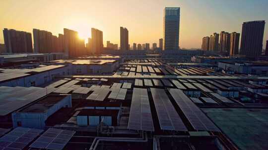 城市屋顶光伏太阳能视频素材模板下载