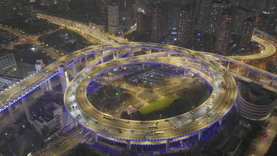 上海 南浦大桥车流 夜景航拍