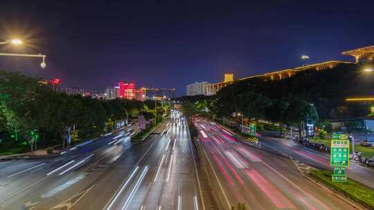 城市道路交通晚高峰 高速公路车流夜景延时