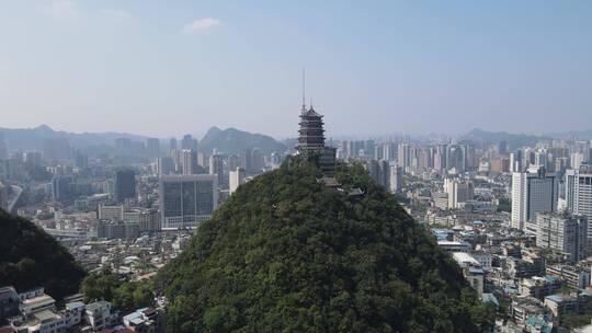 航拍贵阳东山寺东山电视塔视频素材模板下载