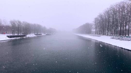 大雪下的河流