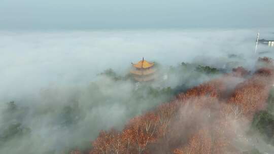 岳阳楼云海航拍素材