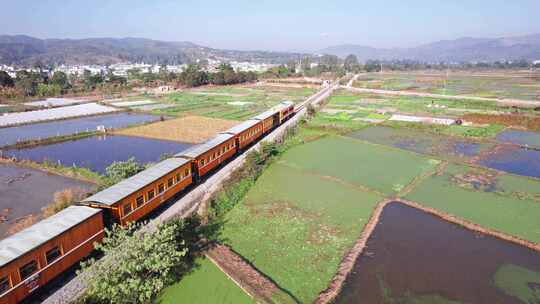 云南建水古城建水小火车滇越铁路米轨航拍