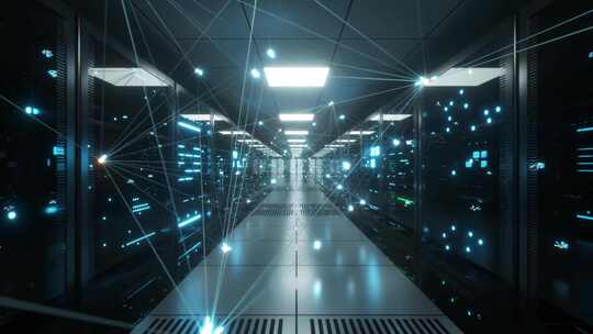 科技感服务器机房内部场景