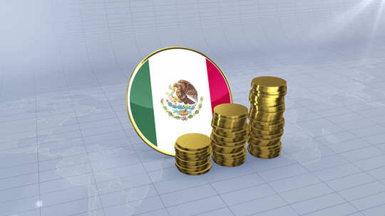 墨西哥国旗与普通金币塔