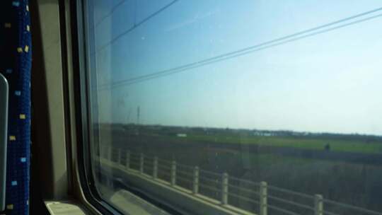 列车车窗旅途风景视频素材模板下载