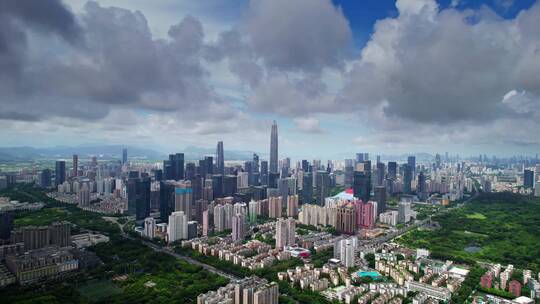 广东深圳福田中心区城市风光航拍空镜素材